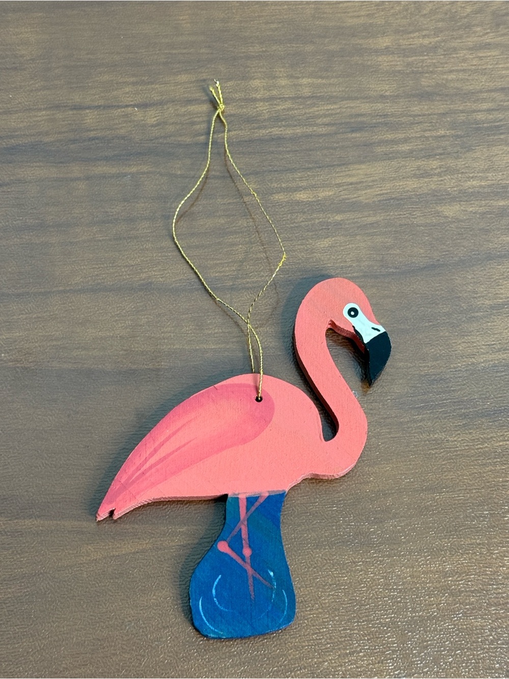 Vintage Pink Flamingo Wooden Ornament Christmas